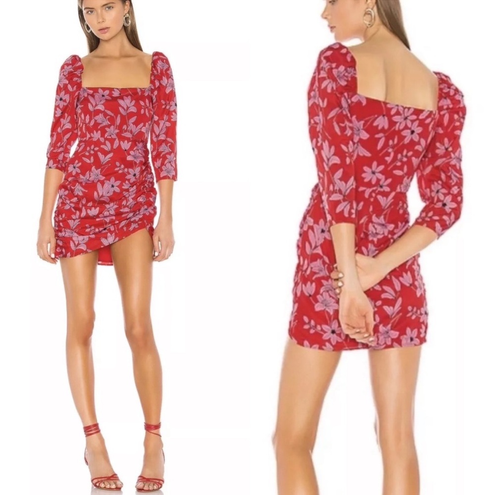 Camilla Coelho Revolve Lidia Dress‎ Pink Red Flora S